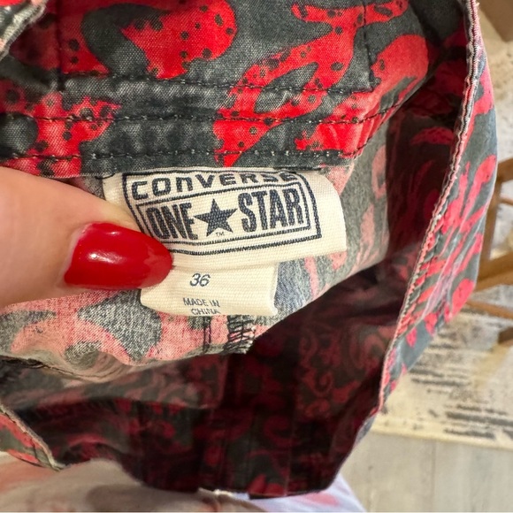 Converse All Star Shorts Mens Size 36 Red Black Geometric Pattern Swim Trunk - Picture 6 of 6